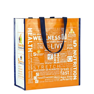 Custom Full-Color Laminated Woven Promotional Tote Bag 14"x16"x7"