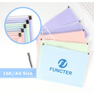 Colorful Zip Plastic Envelopes A4 Zipper Document Folder Letter File Folders Expanding Envelope