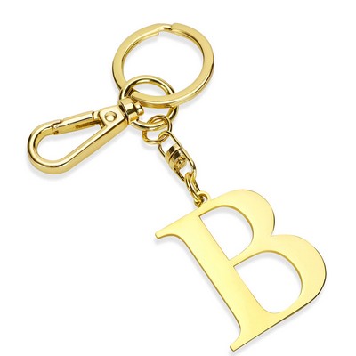 Gold Letter B Keychain Metal Keychain Initial Keychain