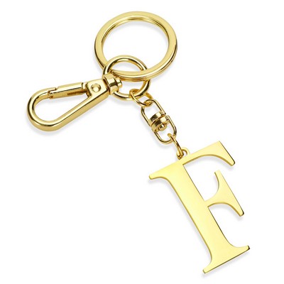 Gold Letter F Keychain Metal Keychain Initial Keychain