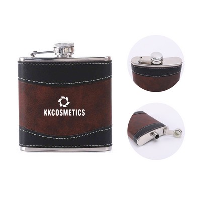 6oz Two-Tone Leather Hip Flask