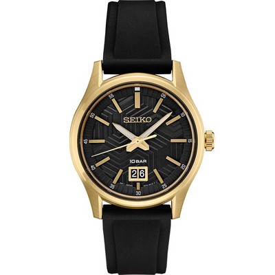 Coach® Ladies Elliot Gold Plated Watch w/Black Leather Strap