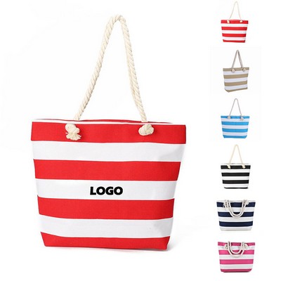 Large Capacity Striped Beach Bag