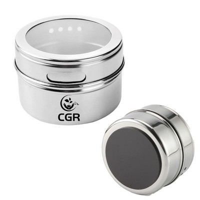 Stainless Steel Magnetic Spice Jar Tin with Sift or Pour for Refrigerator