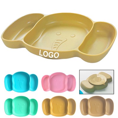 Elephant Style 3 Compartments Silicone Plate With Suction Cups