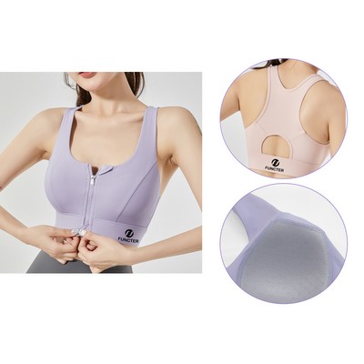 Women's Yoga Sports Bra Zipper Bra Pilates Clothing Strappy Bralette Bra Running Vest Athletic Shirt