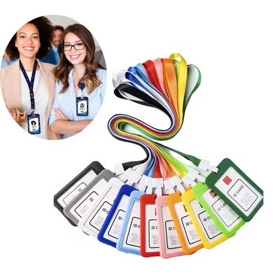 Custom Worker Id Card Polyester Lanyard ID Card Pass Pouch Badge Holder For Teachers Students Nurse