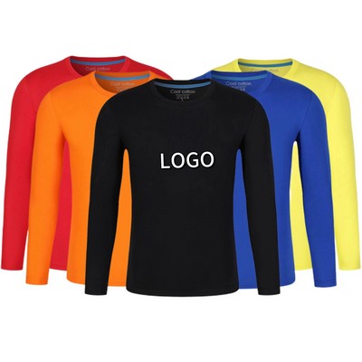 Cotton Long Sleeve Solid Colour T-Shirt