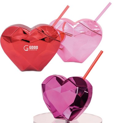 20OZ Heart Shaped Cup with Lid and Straw