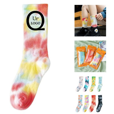 Tie-Dyed Color Mid-Tube Socks