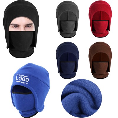 2 in 1 Fleece Earflap Skull Beanie