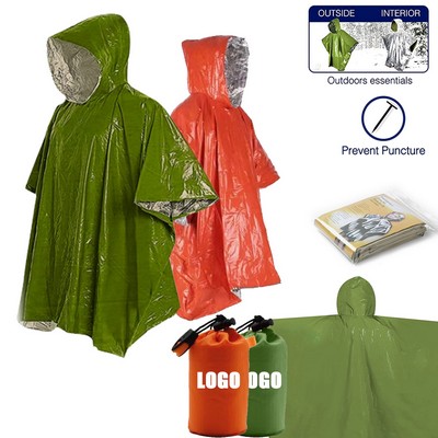 Emergency Thermal Rain Poncho for Bushcraft