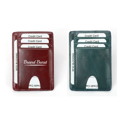 Small RFID Blocking Leather Card Holder