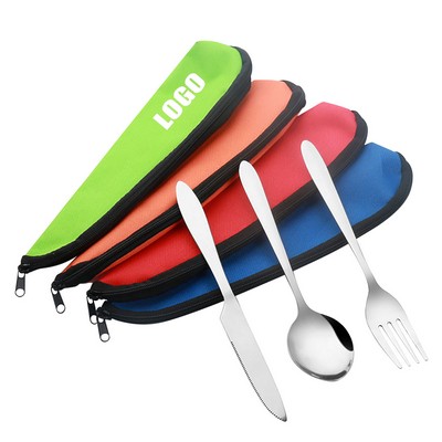 Spoon Fork Knife Cutlery With Zipper Pouch