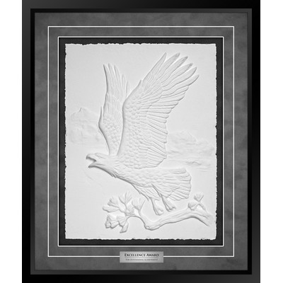 Majestic Flight (Black/Grey) - Cast Paper Sculptured Art - Shadowbox Award 22"x26"