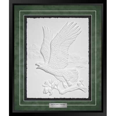 Majestic Flight (Black/Green) - Cast Paper Sculptured Art - Shadowbox Plaque 22"x26"