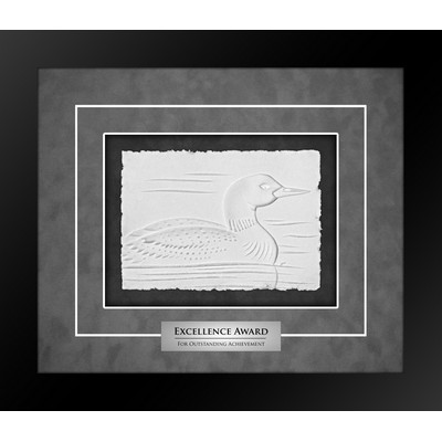 Loon (Black/Grey) - Cast Paper Sculptured Art - Shadowbox Plaque 13"x15"