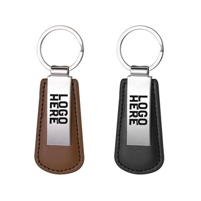 Shiny Nickle Plated Leather Keychain