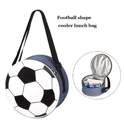 Oxford Football Shape Insulated Cooler Bag With Adjustable Shoulder Strap