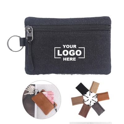 Mini Canvas Coin Bag Keychain