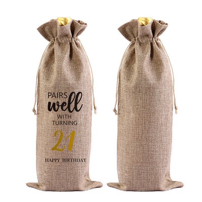 Burlap Wine Bag With Drawstring