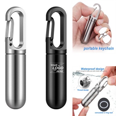 Stainless Steel Pill Holder Keychain