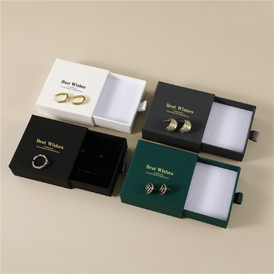 3.5" Drawer Jewelry Gift Box Cardboard Box with Sponge Filled Drawer Style Display Kraft Box