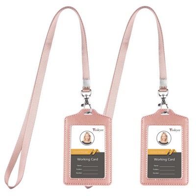 ID Badge Holder Lanyard with Card Sleeves