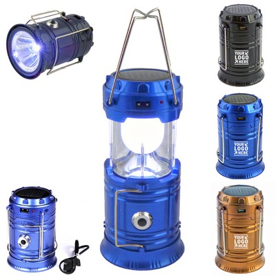 Solar Collapsible LED Lantern Flashlight with Powerbank