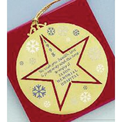 Custom 3D Brass & Silk Screen Decorated Ornament w/Star Center