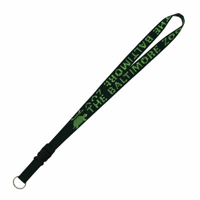 3/4" Woven Detachable Lanyard w/ Split Ring - "Classic" Weave