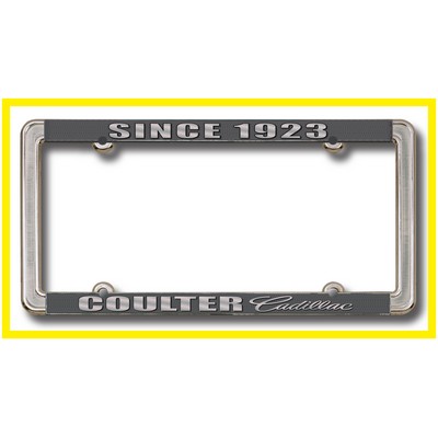 Antique Pewter Finish Die Cast Metal License Plate Frame