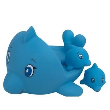 3 Pieces Rubber Dolphin Family Toy