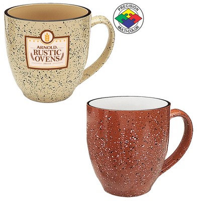 14.5 Oz. Terra Cotta Orange/White Speckled Bistro Mug - Dishwasher Resistant - Precision Spot Color