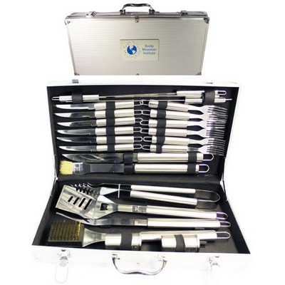 24 Piece Stainless BBQ Tool Set in Aluminum Case