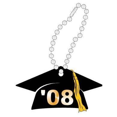 Graduation Cap Promotional Key Chain w/ Black Back (6 Square Inch)