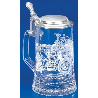 Glass Motorcycle Stein Mug