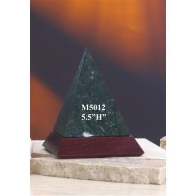 5.5" Genuine Marble Pyramid Award w/Color Wood Base