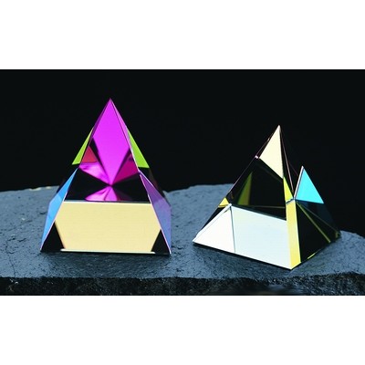 Optical Crystal Pyramid Award w/Rainbow Coating (3½"x3 1/8")