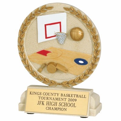 Basketball Stone Resin Trophy (5½" x 4½")