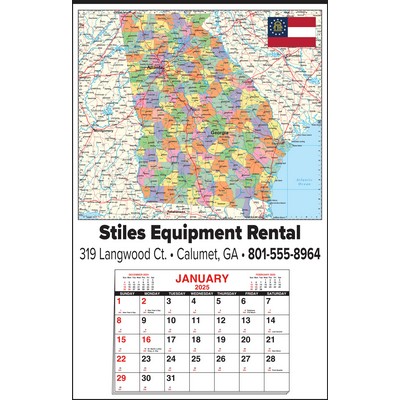 Large Georgia State Map Full Apron Calendar