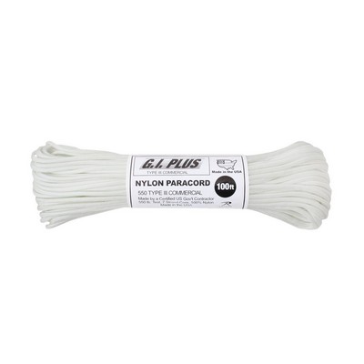 100' White 550 Lb. Type III Commercial Paracord