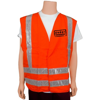 ANSI Class II Orange/White Hook & Loop Safety Vest (Large)