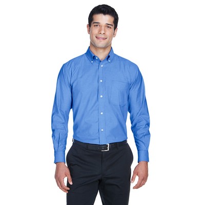 Harriton Men's Long-Sleeve Oxford with Stain-Release