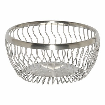 7" Brushed Round Wave Wire Basket