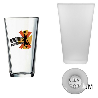 16 Oz. Frosted Pint Mixing Glass w/Clear Bottom - Dishwasher Resistant - Precision Spot Color