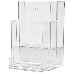 Two Tier Brochure Holder w/Business Card Pocket (4 1/2"x7"x4")