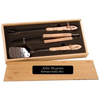 BBQ Tool Gift Set - Laser Engraved Plate - DISCONTINUED ITEM