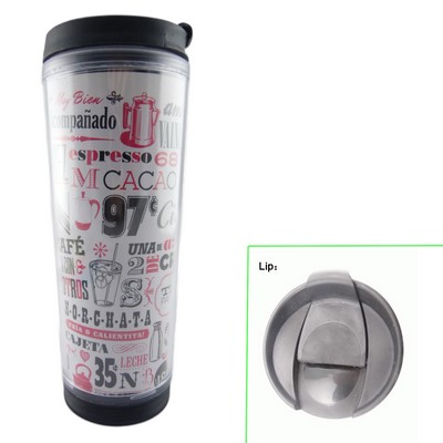 12 Oz. Double Wall Plastic Tumbler w/ Flip Lid