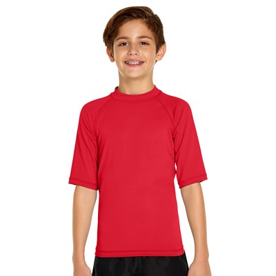 Youth Short Sleeve Rash Guard - Red